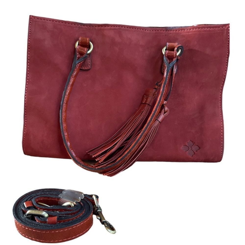 NWOT Patricia Nash maroon suede crossbody handbag-signed by Patricia Nash - Picture 2 of 13